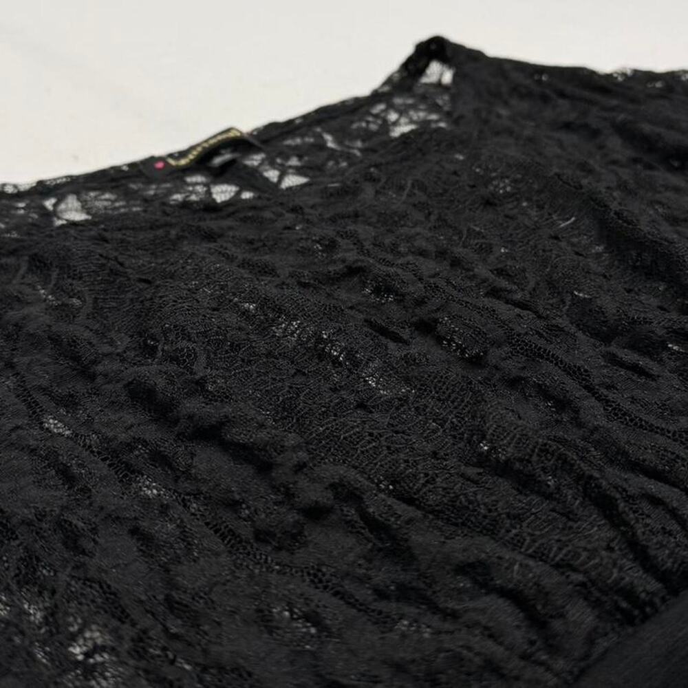 Black Lace 2000s Core Heart Soul Y2K Fitted Top size large grunge - Picture 7 of 7